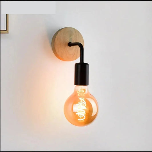 Zenthra Wandlamp Houten Vintage Muurlamp E27 Retro Industrieel Decor voor Binnen 0