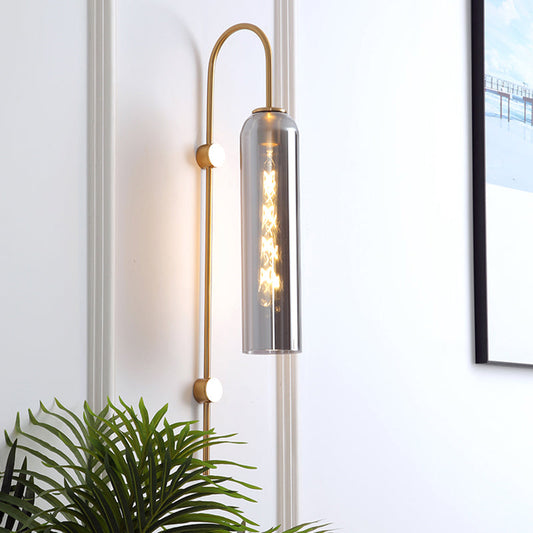 Zenthra Wandlamp Zwart - Mid-Century Gooseneck Muurlamp met Glazen Schaduw voor Binnengebruik