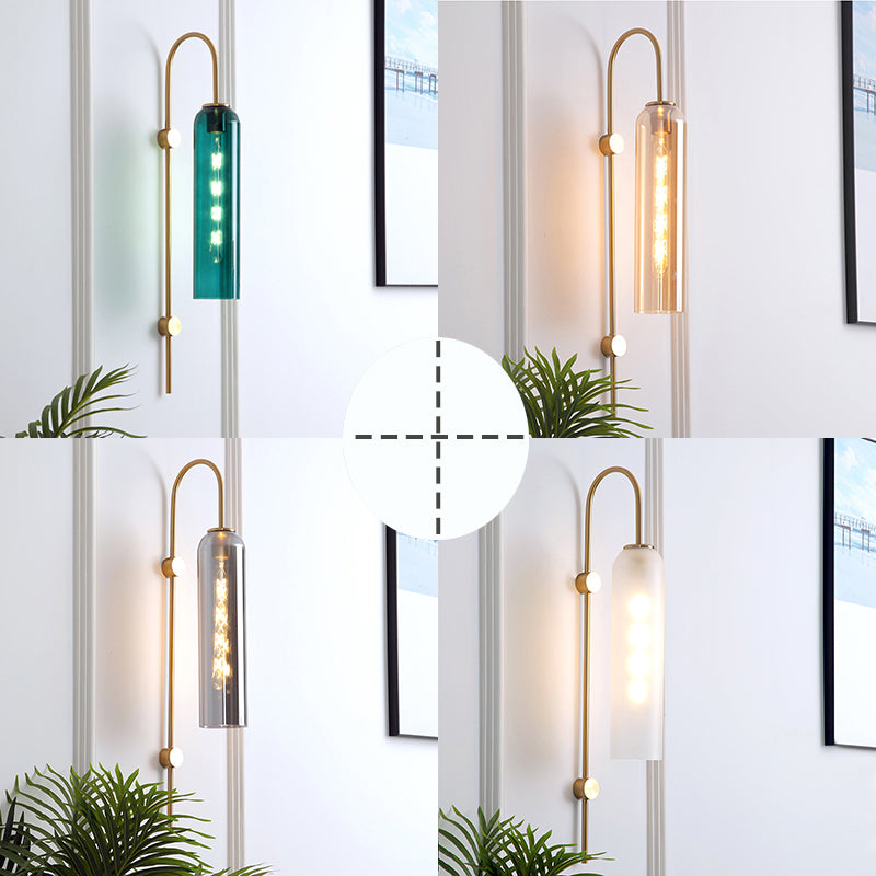 Zenthra Wandlamp Zwart - Mid-Century Gooseneck Muurlamp met Glazen Schaduw voor Binnengebruik