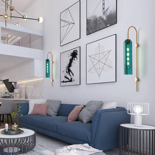 Zenthra Wandlamp Zwart - Mid-Century Gooseneck Muurlamp met Glazen Schaduw voor Binnengebruik