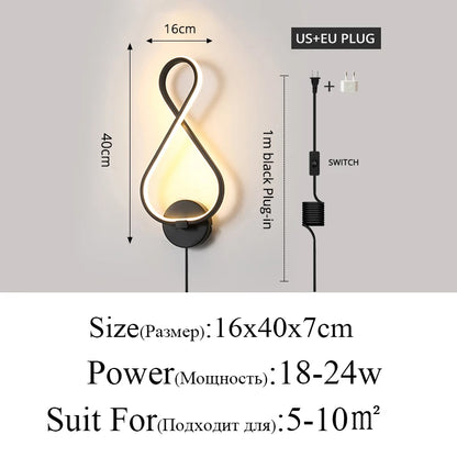 Zenthra Wandlamp Zwart - Moderne Minimalistische Wandlampen Binnenverlichting voor Woonkamer en Slaapkamer 7
