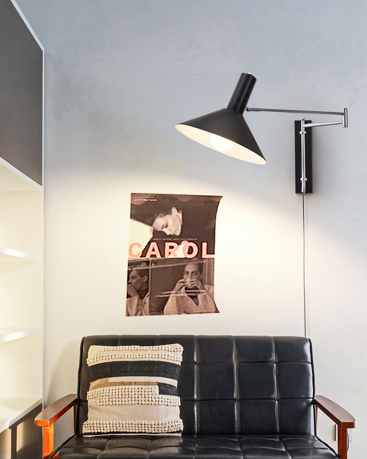 Zenthra Wandlamp Zwart - Verstelbare Muurlamp voor Slaapkamer en Woonkamer, Minimalistisch Design