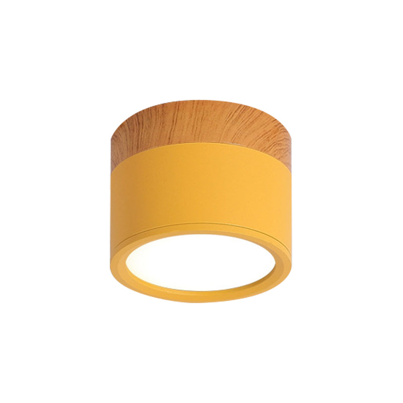 Zenthra LED Plafondlamp - Cylinder Kleine Flush Plafonniere in Geel/Blauw/Zwart Metaal