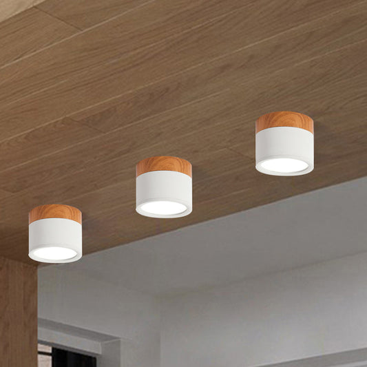Zenthra LED Plafondlamp - Cylinder Kleine Flush Plafonniere in Geel/Blauw/Zwart Metaal