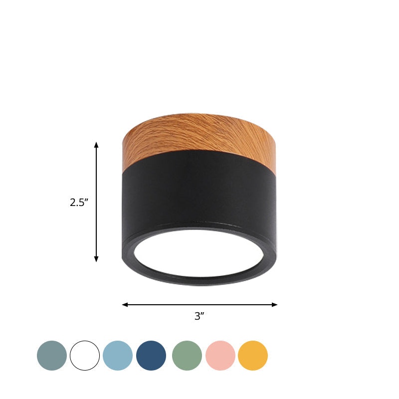 Zenthra LED Plafondlamp - Cylinder Kleine Flush Plafonniere in Geel/Blauw/Zwart Metaal