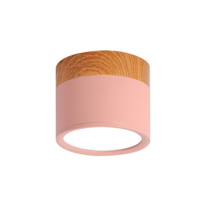 Zenthra LED Plafondlamp - Cylinder Kleine Flush Plafonniere in Geel/Blauw/Zwart Metaal