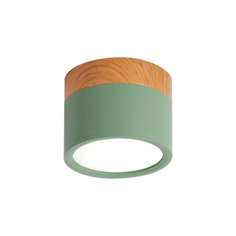 Zenthra LED Plafondlamp - Cylinder Kleine Flush Plafonniere in Geel/Blauw/Zwart Metaal