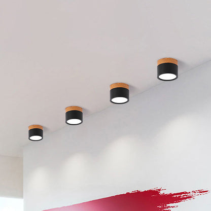 Zenthra LED Plafondlamp - Cylinder Kleine Flush Plafonniere in Geel/Blauw/Zwart Metaal