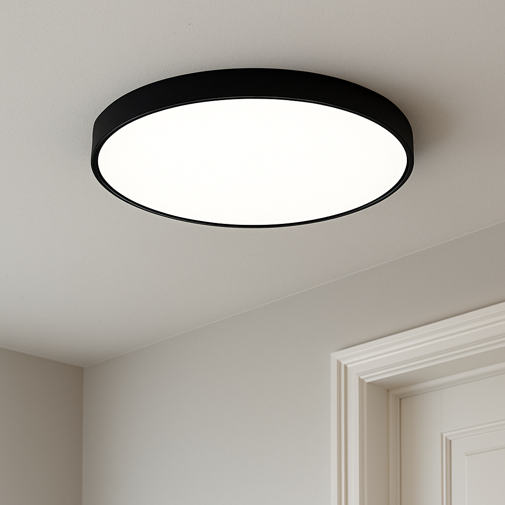 Zwarte LED Plafondlamp - Ultradunne Plafonniere voor Slaapkamer en Modern Interieur 0