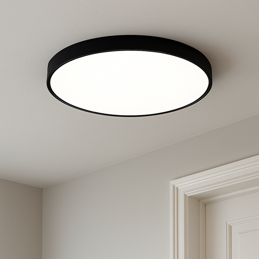 Zwarte LED Plafondlamp - Ultradunne Plafonniere voor Slaapkamer en Modern Interieur 0