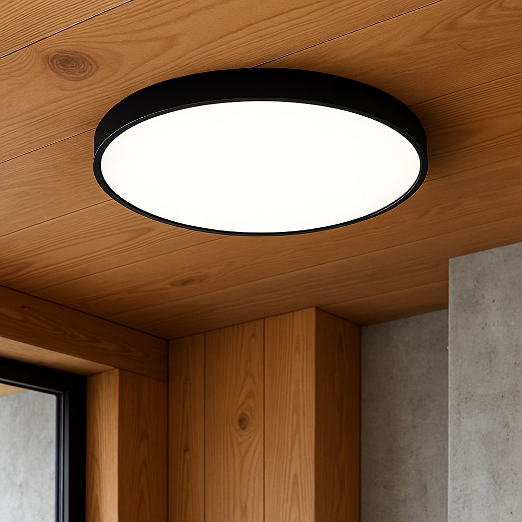 Zwarte LED Plafondlamp - Ultradunne Plafonniere voor Slaapkamer en Modern Interieur 2