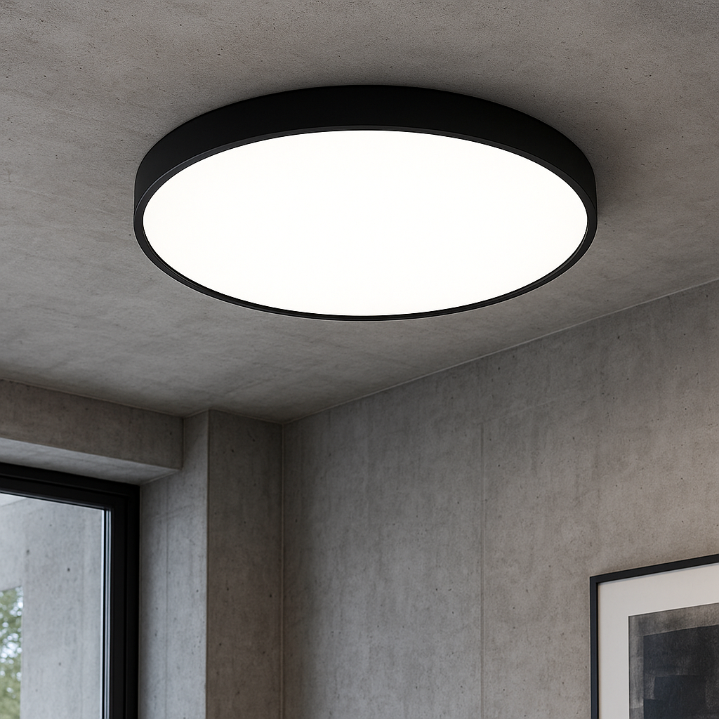 Zwarte LED Plafondlamp - Ultradunne Plafonniere voor Slaapkamer en Modern Interieur 4
