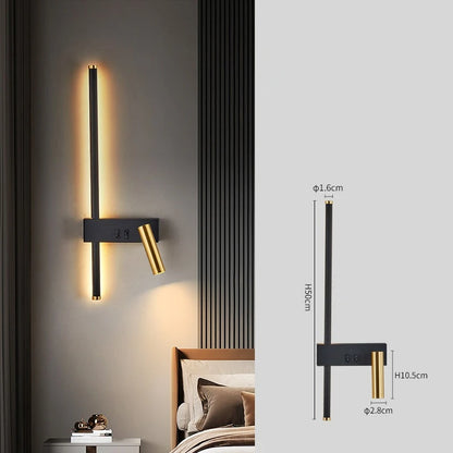 Zenthra Wandlamp Zwart - Moderne LED Slaapkamer Lamp voor Luxe Woonkamer en Slaapkamer