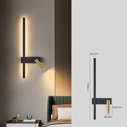 Zenthra Wandlamp Zwart - Moderne LED Slaapkamer Lamp voor Luxe Woonkamer en Slaapkamer