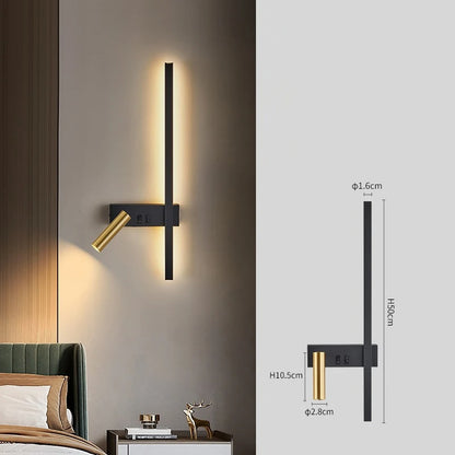 Zenthra Wandlamp Zwart - Moderne LED Slaapkamer Lamp voor Luxe Woonkamer en Slaapkamer