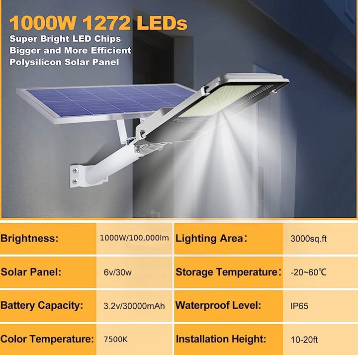 1000W Solar Street Light for Outdoor Use